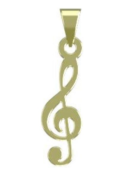 14 Ayar Altın Nota Kolye Ucu 0.5 Gr, KC12399 Kodlu