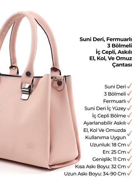 Pudra SHK243 Suni Deri Fermuarlı 3 Bölmeli Ayarlanabilir Askılı El, Kol ve Omuz Çantası indirimleri