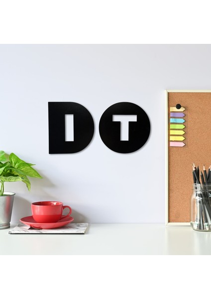 Ahşap Duvar Dekoru Do It Yazılı 40X25 cm Siyah Motive Edici Ofis Çalışma Odası Modern Tasarım