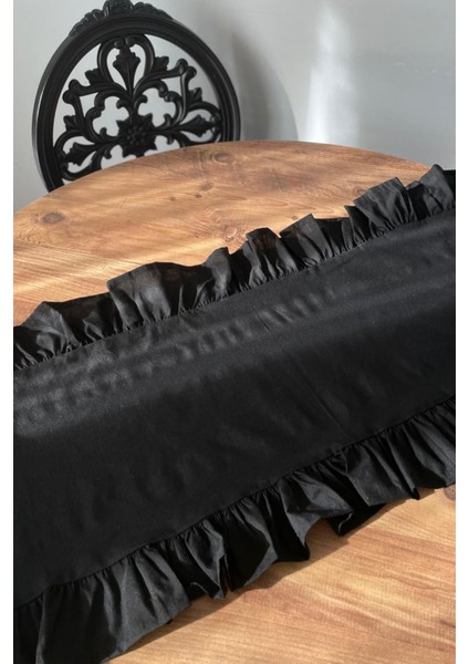 Fırfırlı Siyah Uzun Runner 40X150, Şıklığıyla Mekanlara Zarafet Kat! fırsatları