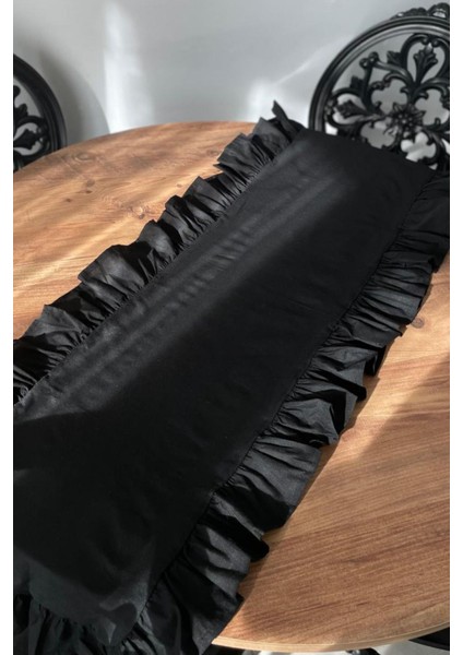 Fırfırlı Siyah Uzun Runner 40X150, Şıklığıyla Mekanlara Zarafet Kat!