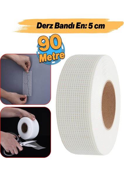 Yapışkanlı Derz Bandı 90 Metre Iç Dış Cephe Sıva Filesi 5 cm Tamir Sıvası Yalıtım Montalama Bant