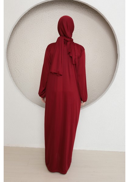 Tek Parça Boydan Fermuarlı Başörtülü Kadın Namaz Elbisesi fiyatları