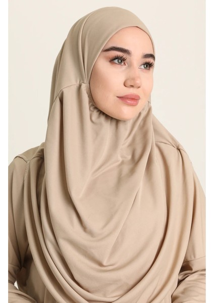 Tek Parça Kendinden Başörtülü Düz Renk Kadın Namaz Elbisesi modelleri