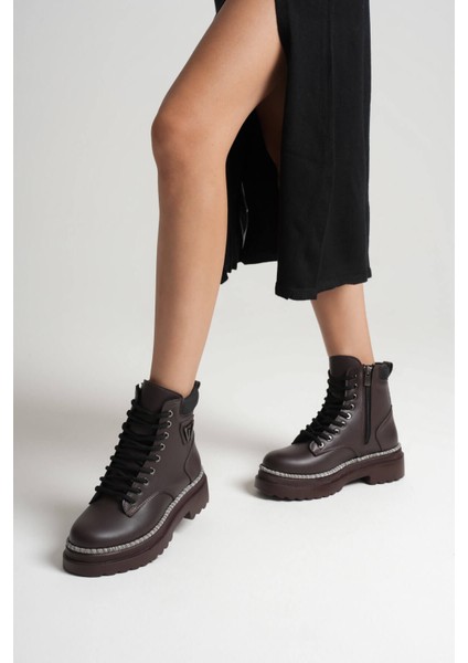 Fiora Premium Özel Tasarım Kadın Kışlık Kalın Tabanlı Acı Kahve Bot indirimleri