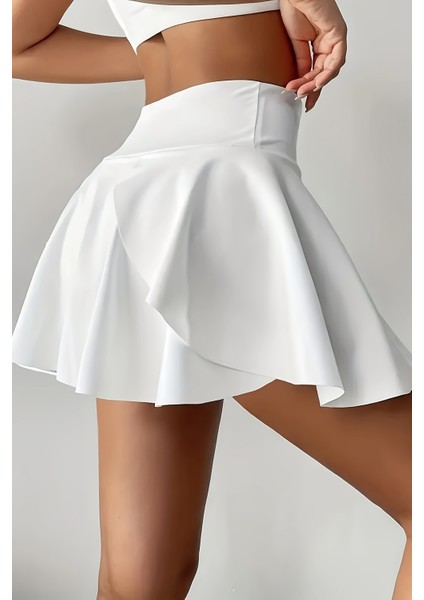 Esnek Likralı Bol Kesim Cepli Taytlı Sporcu Şort Etek - Tenis Eteği fiyatları