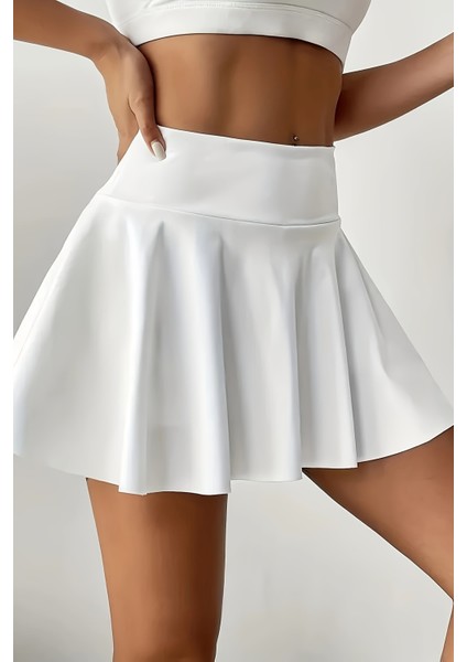 Esnek Likralı Bol Kesim Cepli Taytlı Sporcu Şort Etek - Tenis Eteği indirimleri