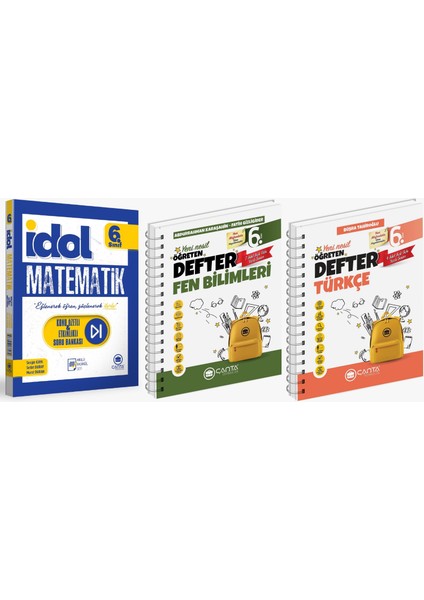 Çanta 2025 6. Sınıf İdol Konu Özetli Matematik + Türkçe + Fen Öğreten Defter Seti 3 Kitap Güncel Müfredat