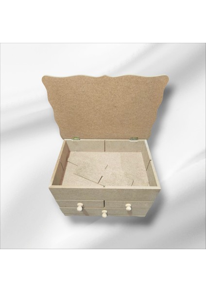 Ahşap-Boyanabilir-Bölmeli-Çekmeceli- Takı-Makyaj-Aksesuar Dekoratif-Çok Amaçlı Organizer Kutu indirimleri