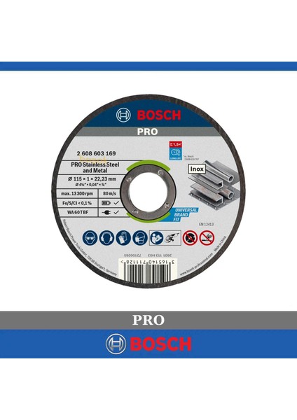 Pro 115X1 mm Paslanmaz ve Metal Kesme Taşı 25 Li Paket 2608603169 fiyatları