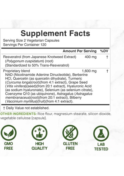 Resveratrol Complex 2,000 mg 240 Kapsül fiyatları