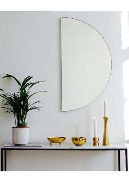 70X35 cm D Model Şeffaf Ayna, Kahverengi Çerçevesiz Tasarım