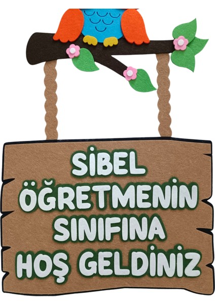 Keçe Sınıfımıza Hoş Geldiniz Kapı Süsü - Isme Özel Turuncu modelleri