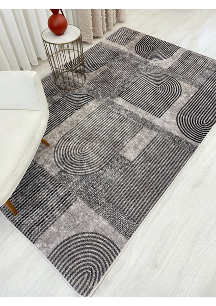 Kahverengi Jüt Görünümlü Modern Halı
