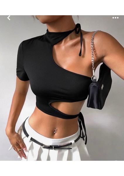 Kadın Boyundan Bağlamalı Crop