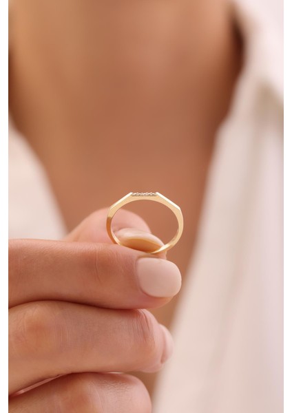 14 Ayar Miminal Taşlı Yüzük modelleri