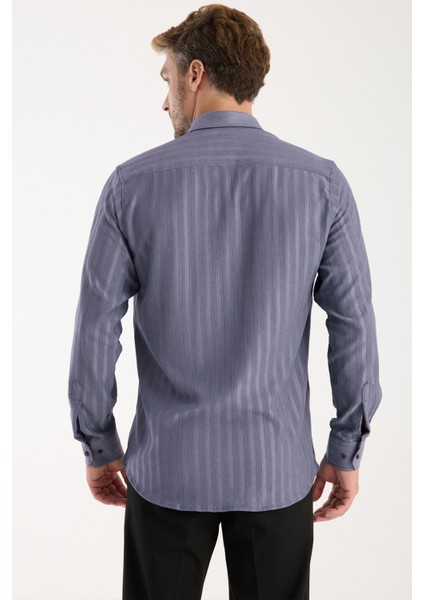 Erkek Gömlek Mürdüm Likralı Uzun Kollu Cepli Rahat Kalıp Dökümlü Pamuklu Günlük Şık Model fırsatları