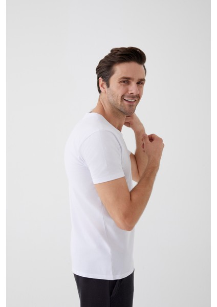 Erkek Pamuklu V Yaka Kısa Kollu Tişört fiyatları