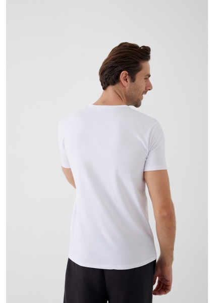 Erkek Pamuklu V Yaka Kısa Kollu Tişört fırsatları