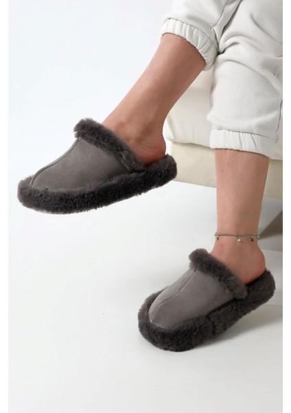 Kadın Sessiz Yumuşak Eva Taban Peluş Yünlü Pofuduk Ev Terlik Kışlık Terlik Peluş Terlik