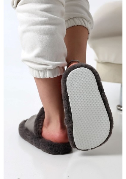 Kadın Sessiz Yumuşak Eva Taban Peluş Yünlü Pofuduk Ev Terlik Kışlık Terlik Peluş Terlik