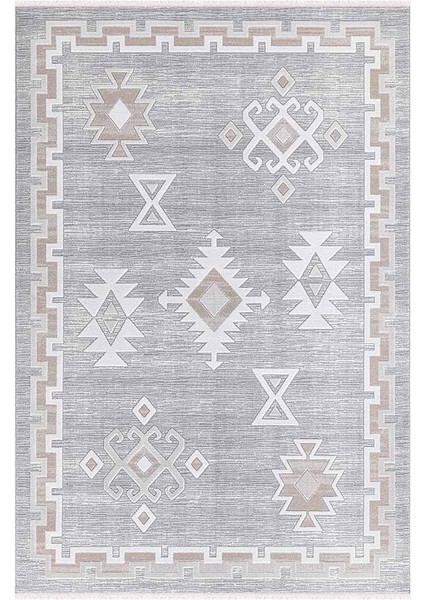 Dalida 3213A Yumuşak Dokulu Iskandinav Desenli Gri Krem Salon, Mutfak, Oturma, Çocuk Oda Halısı