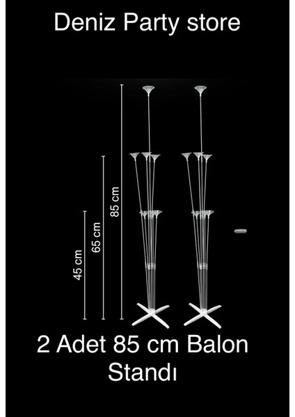 2 Adet 85 cm Büyük Boy 7 Çubuklu Balon Standı