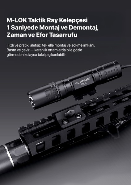 Gl3 Klarus Gl3 Usb-C Şarj Edilebilir LED Taktik Tüfek Feneri