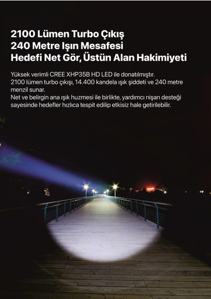 Gl3 Klarus Gl3 Usb-C Şarj Edilebilir LED Taktik Tüfek Feneri