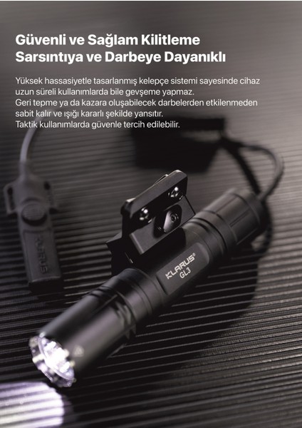 Gl3 Klarus Gl3 Usb-C Şarj Edilebilir LED Taktik Tüfek Feneri