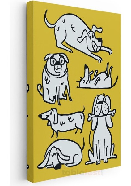 Köpek Dostlar - Eğlenceli Pozlar Kanvas Tablo modelleri