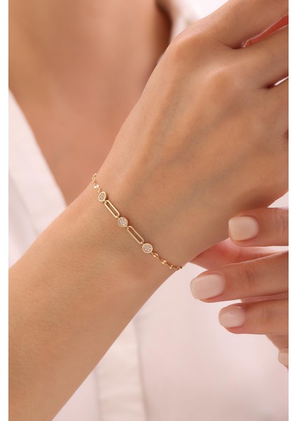 14 Ayar Minimal Taşlı Bileklik