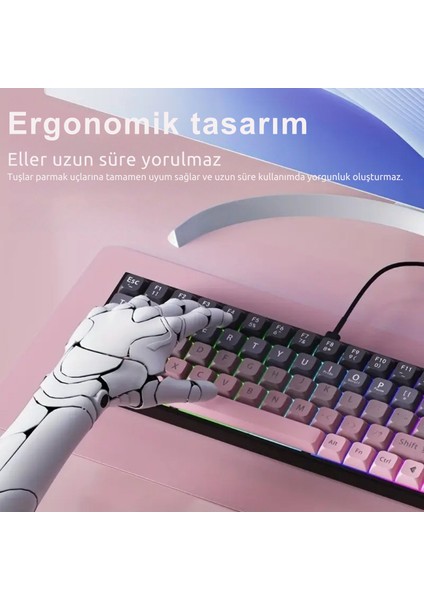 AK680 Kablolu %65 Boy Mekanik Oyuncu Klavyesi-Rainbow Aydınlatma Hot-Swap