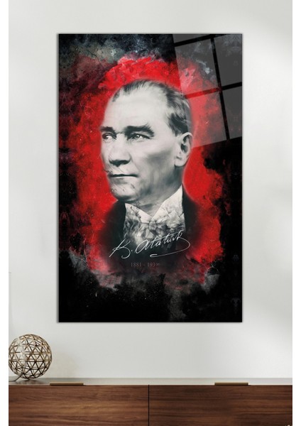 Mustafa Kemal Atatürk Imzalı Cam Tablo, Modern Ev ve Ofis Dekoru, Hediyelik Duvar Dekorasyonu