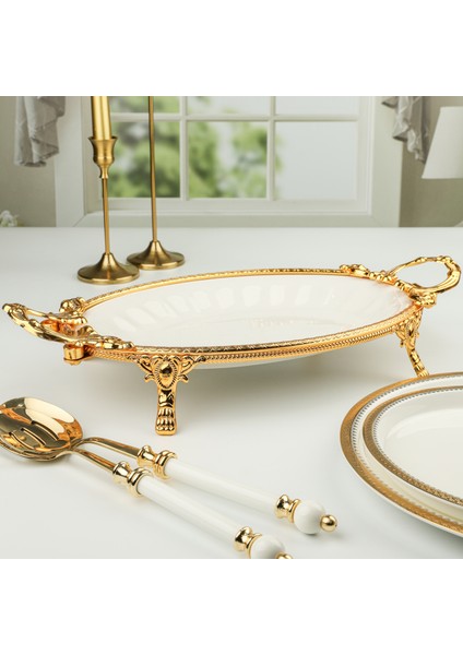 Elegance Oval Sunum Tabak Gold 41 cm