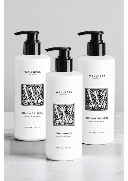 White Tea & Apricot Shampoo 380 ml + Conditioner 380 ml + Shower Gel 380 ml