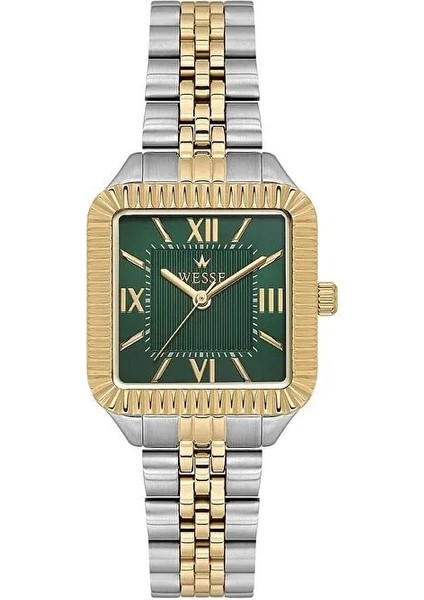 WWL114104 Quartz Çelik Altın/gri Yeşil Kadran Kadın Kol Saati