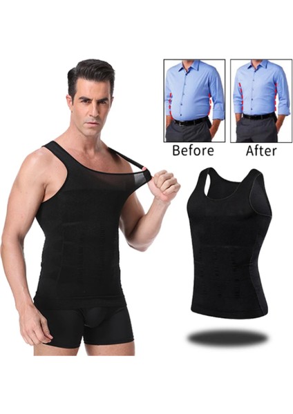 Premium Beyaz Erkek Atlet Korse Atlet Bel Göğüs Göbek Jinekomasti Toparlayıcı Dik Duruş