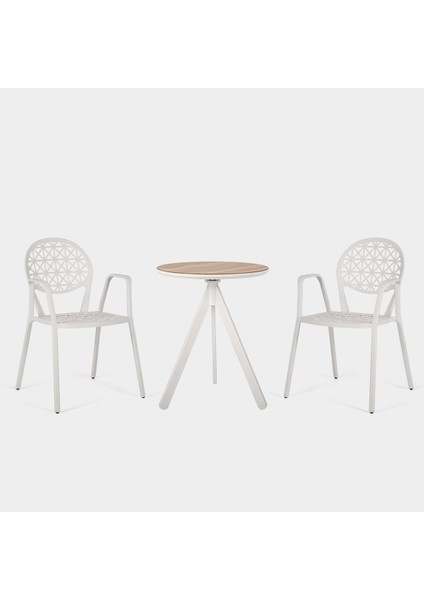 Alüminyum Dış Mekan Katlanır Masa Sandalye Seti Hpl Tablalı Ma 235F Grup-5 Ral 9003 Beyaz