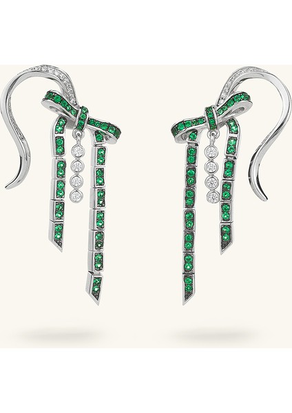 Kurdele Figürlü Küpe Sallantılı Yeşil Zirkon Taşlı fiyatları