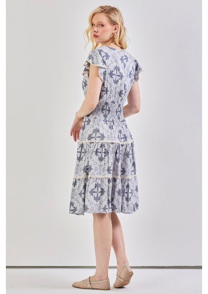 Kadın V Yaka Güpür Detaylı Gipeli Mini Elbise Gri modelleri