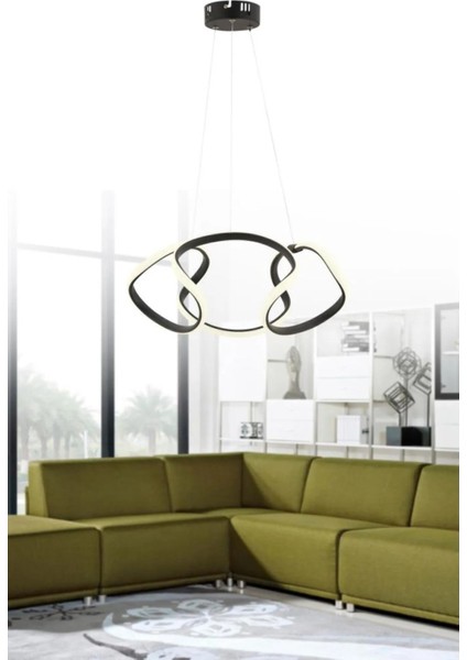 Istanbul Avize Damla Siyah Ledli Modern Beyaz Power LED Avize