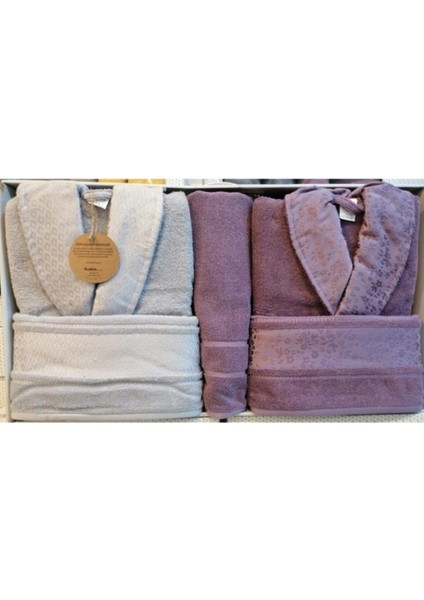 Camellia Happy Aile Seti Bornoz Takımı Gri - Mürdüm