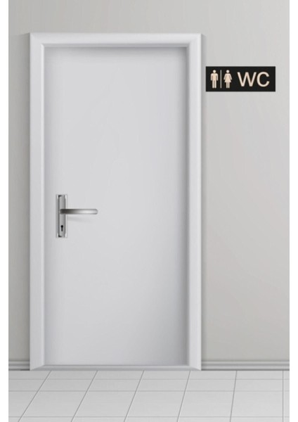 Şık Siyah Ahşap Wc Yönlendirme Yazısı 23X8 cm fiyatları