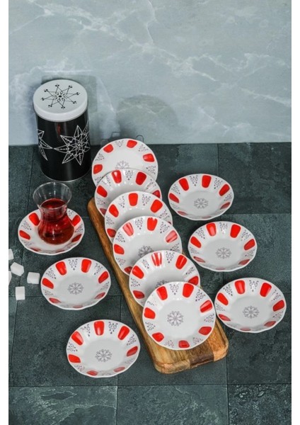 CKR3627 Kahveci Porselen Yaldızlı 12 Adet Çay TABAĞI-11CM