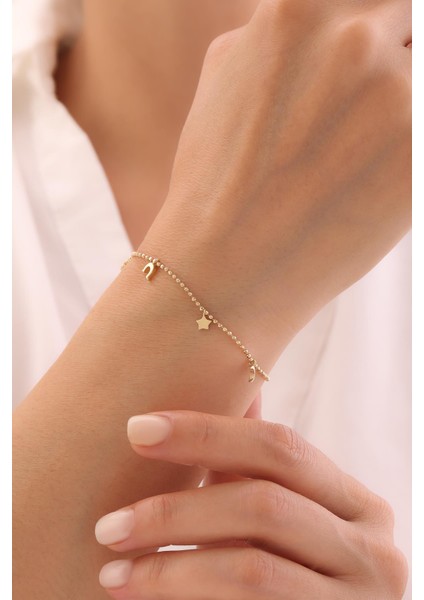 14 Ayar Minimal Charm Bileklik