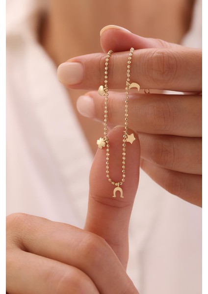 14 Ayar Minimal Charm Bileklik modelleri