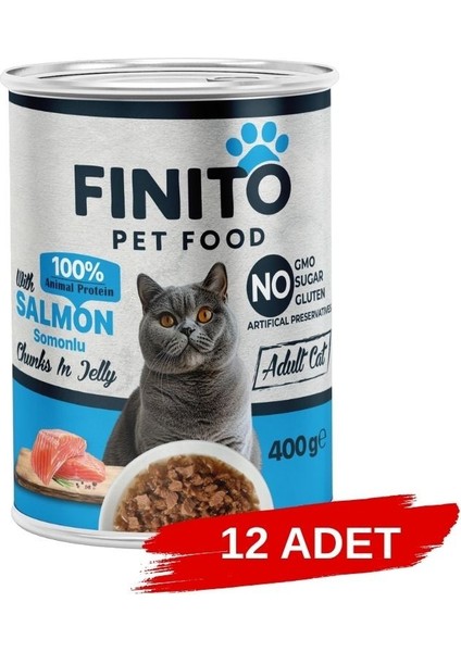 Parça Etli Somonlu Kedi Konservesi 400 G x 12 Adet