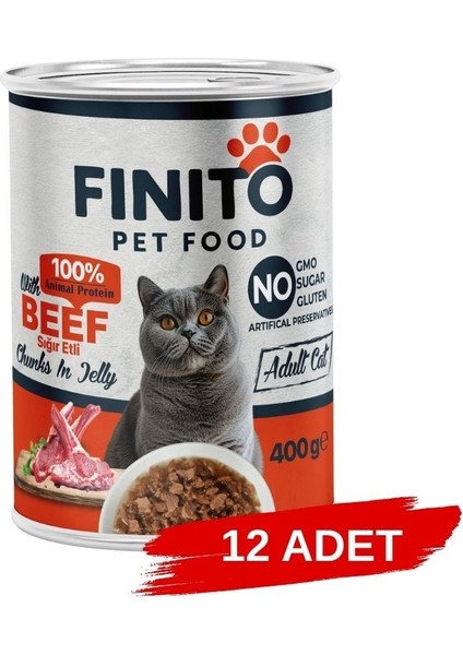 Parça Etli Sığırlı Kedi Konservesi 400 G x 12 Adet