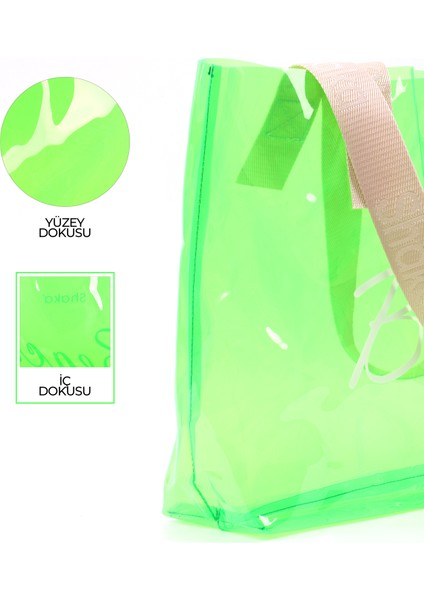 Yeşil SHK241 Hologram Baskılı Pvc Tek Bölmeli Plaj,seyahat ve Piknik Çantası